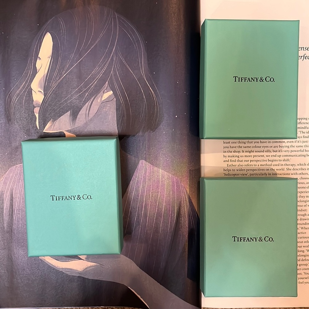 Tiffany boxes, pouches, ribbons.